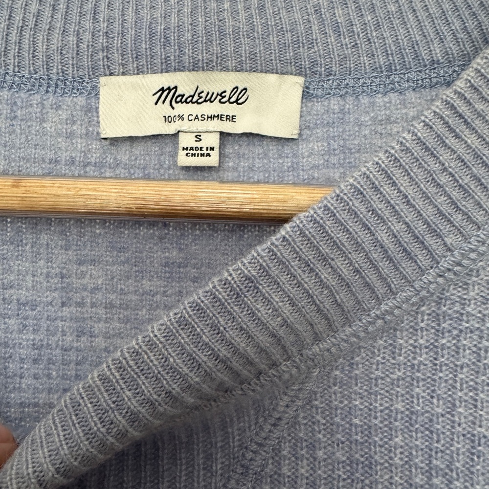 Madewell: Cashmere Sweatshirt in Heather Perri Blue (Size S) - Picture 4 of 6